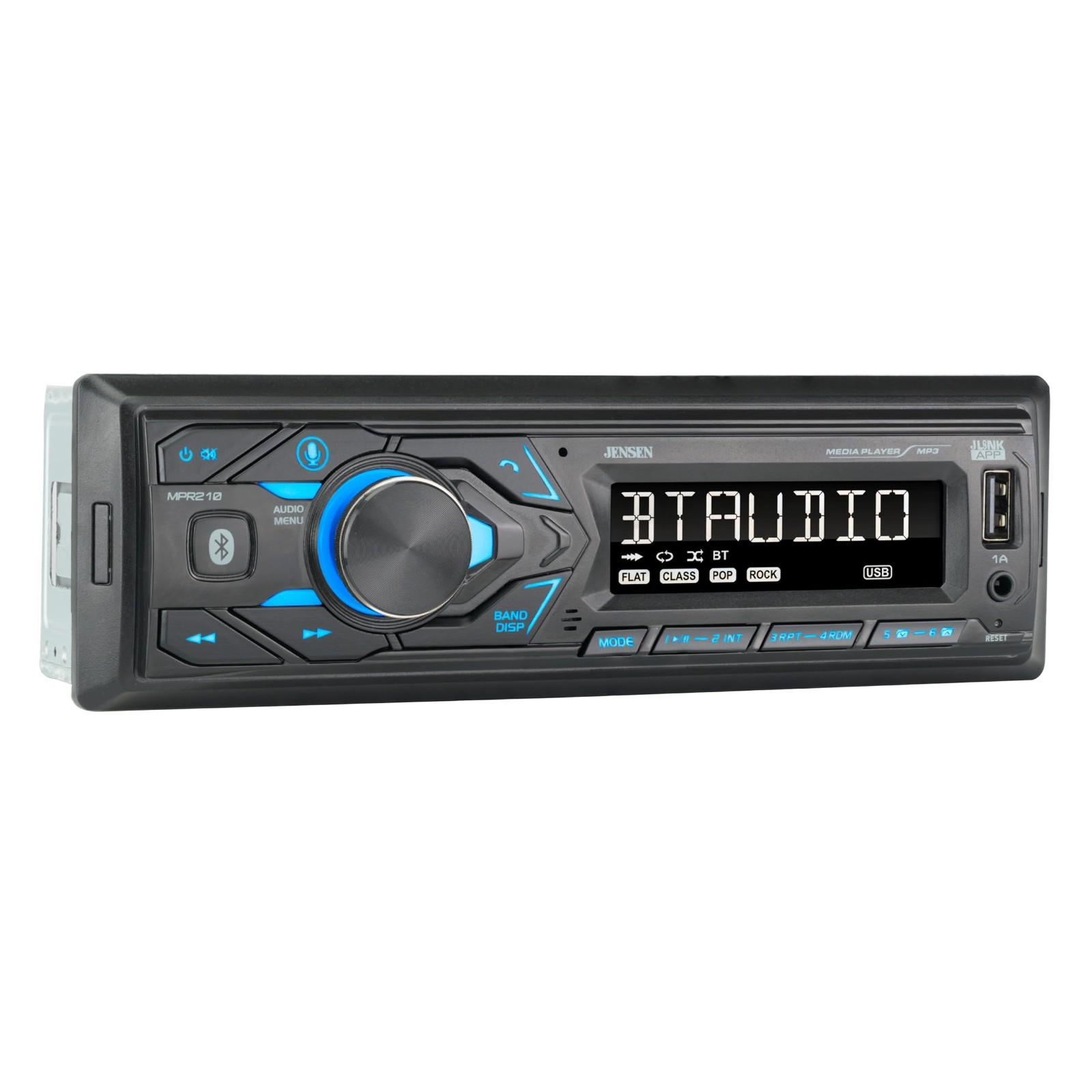 7-Character LCD Single DIN Car Stereo | Bluetooth Hands-Free Calling & Music Str