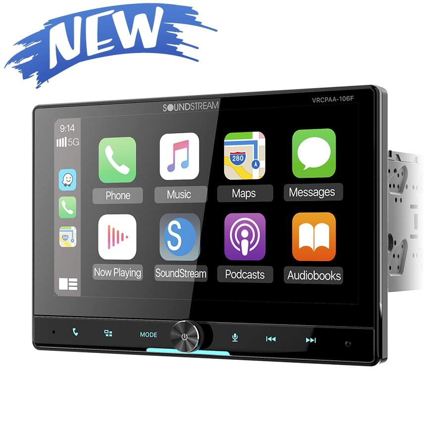 Soundstream 10.6″ 2 DIN DVD Player Apple Carplay Android Auto Stereo VRCPAA-106F