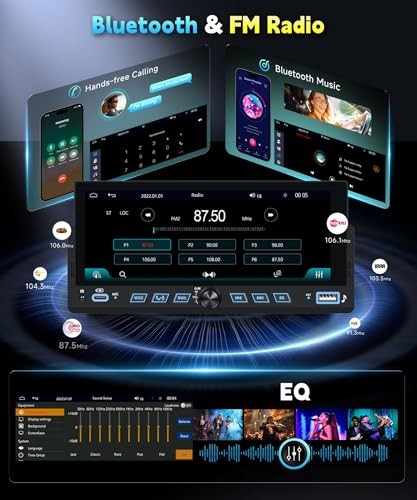Single Din Car Stereo Wireless Carplay Android Auto, 6.86 inch Wireless Carplay