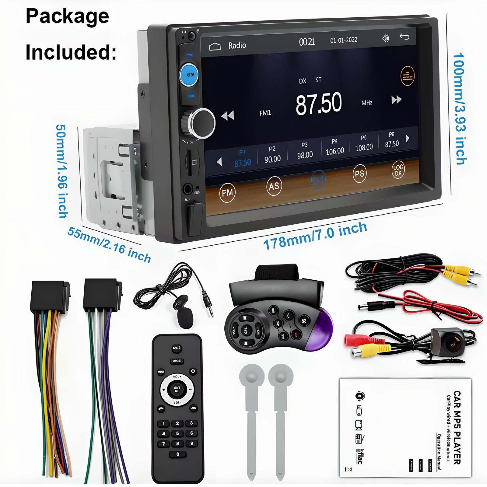 7″ Single 1Din Touch Screen Car Stereo Radio For Apple/Android CarPlay Bluetooth