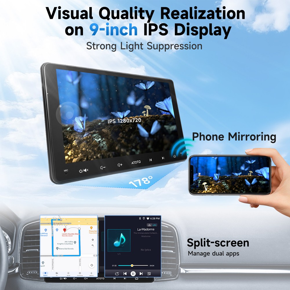 ATOTO F7 XE 7in Double 2DIN Car Stereo SXM Radio Wireless CarPlay & Android Auto