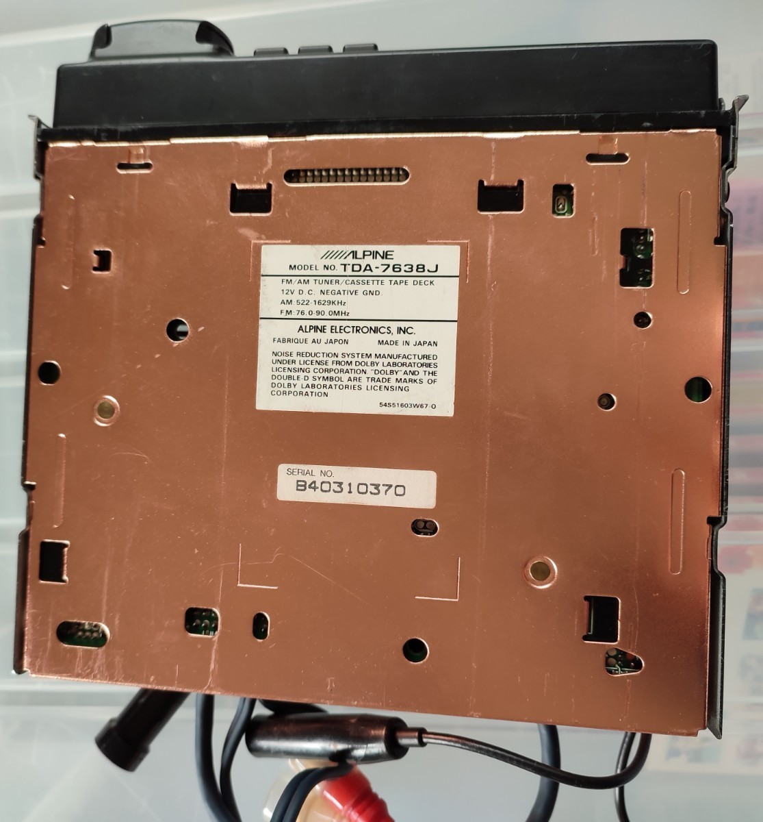 ALPINE TDA-7638J AM/FM Tuner Cassette Deck Copper Chassis with Connector Junk
