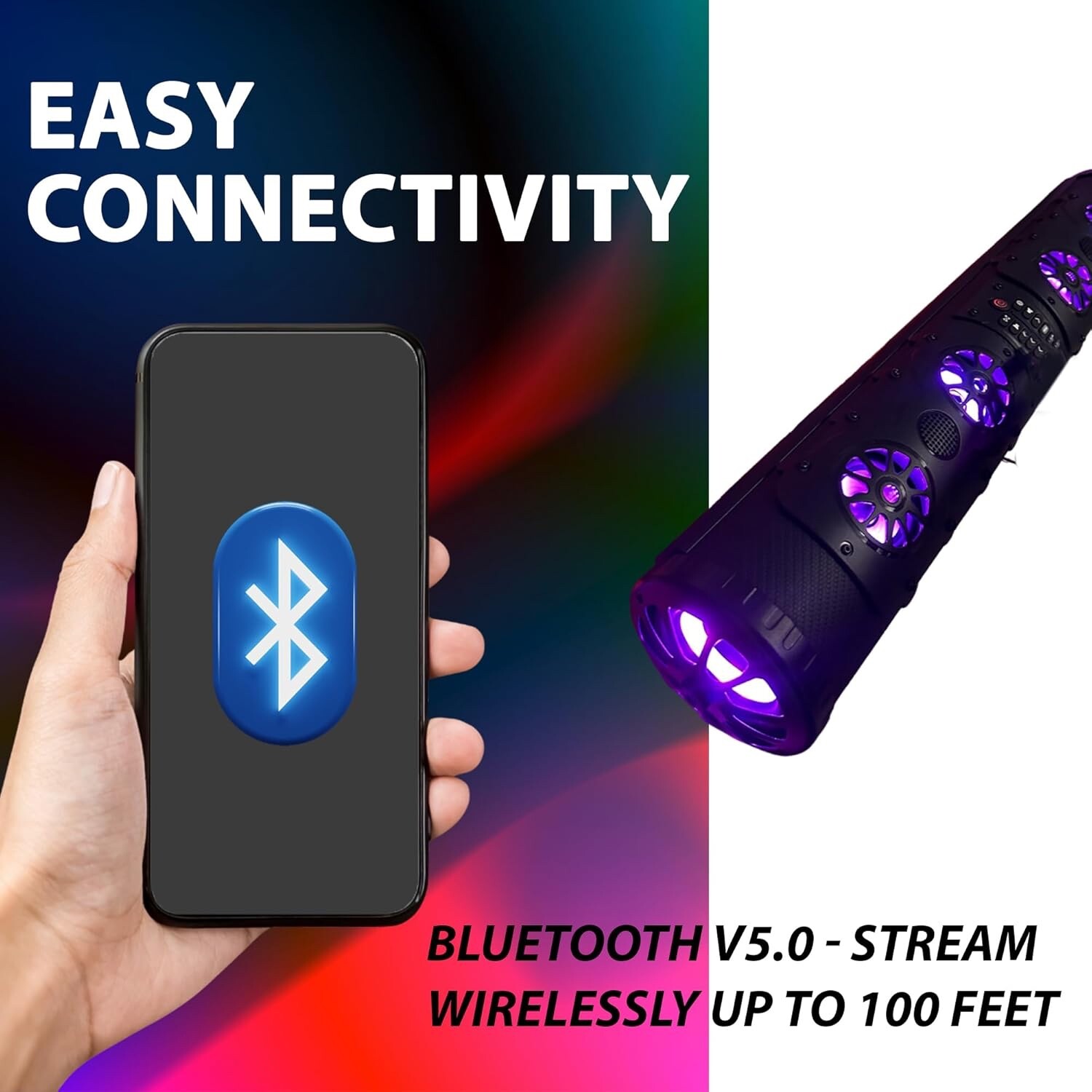 GRAVITY 800W 26″ RGB ATV UTV Sound Bar for Golf Cart Marine Boat LED Speaker