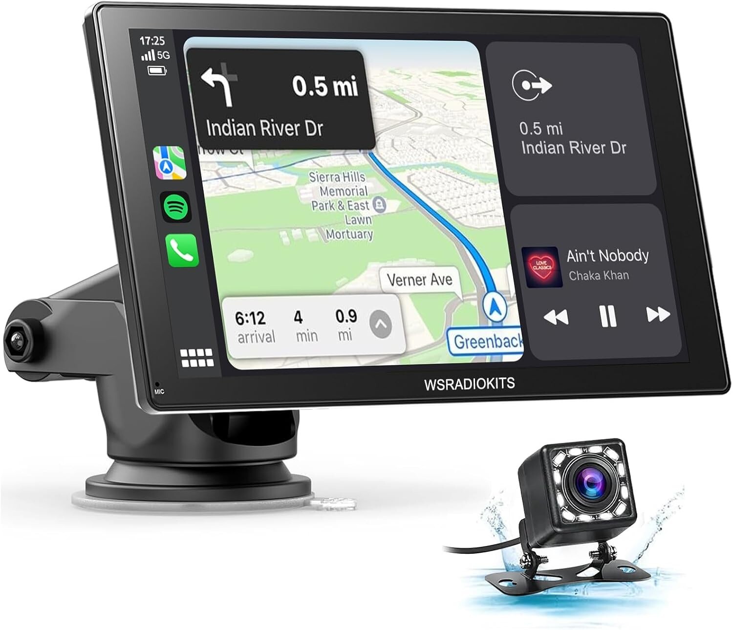 Wireless Carplay Touchscreen with Backup Camera: Portable Carplay & Android A…