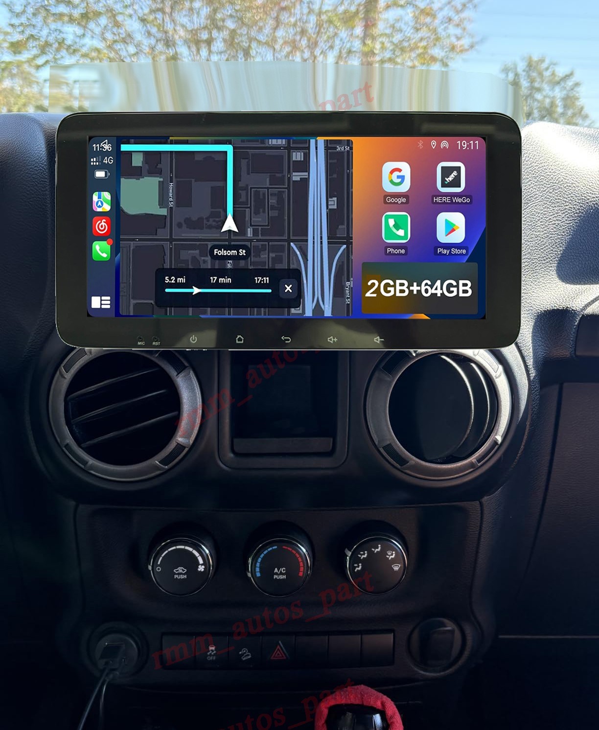 For Jeep Wrangler 2007-2018 Carplay Car Stereo Radio Android 14 RDS GPS 2+64
