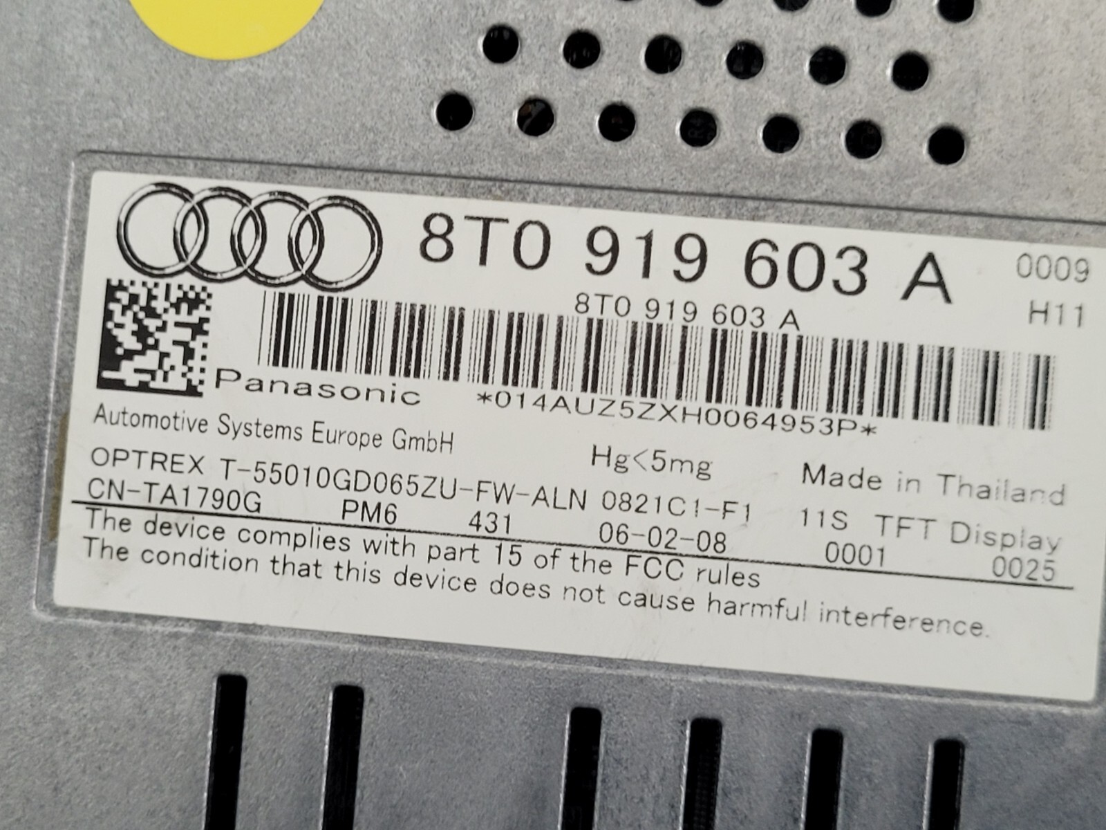 Audi A4 B8 A5 8T Q5 8R Etc. Centre Dash Info Display Screen MMI 8T0919603A