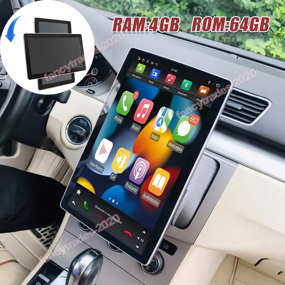 Double 2DIN Rotatable Radio GPS Carplay Android 13 10.1″ Touch Screen Car Stereo