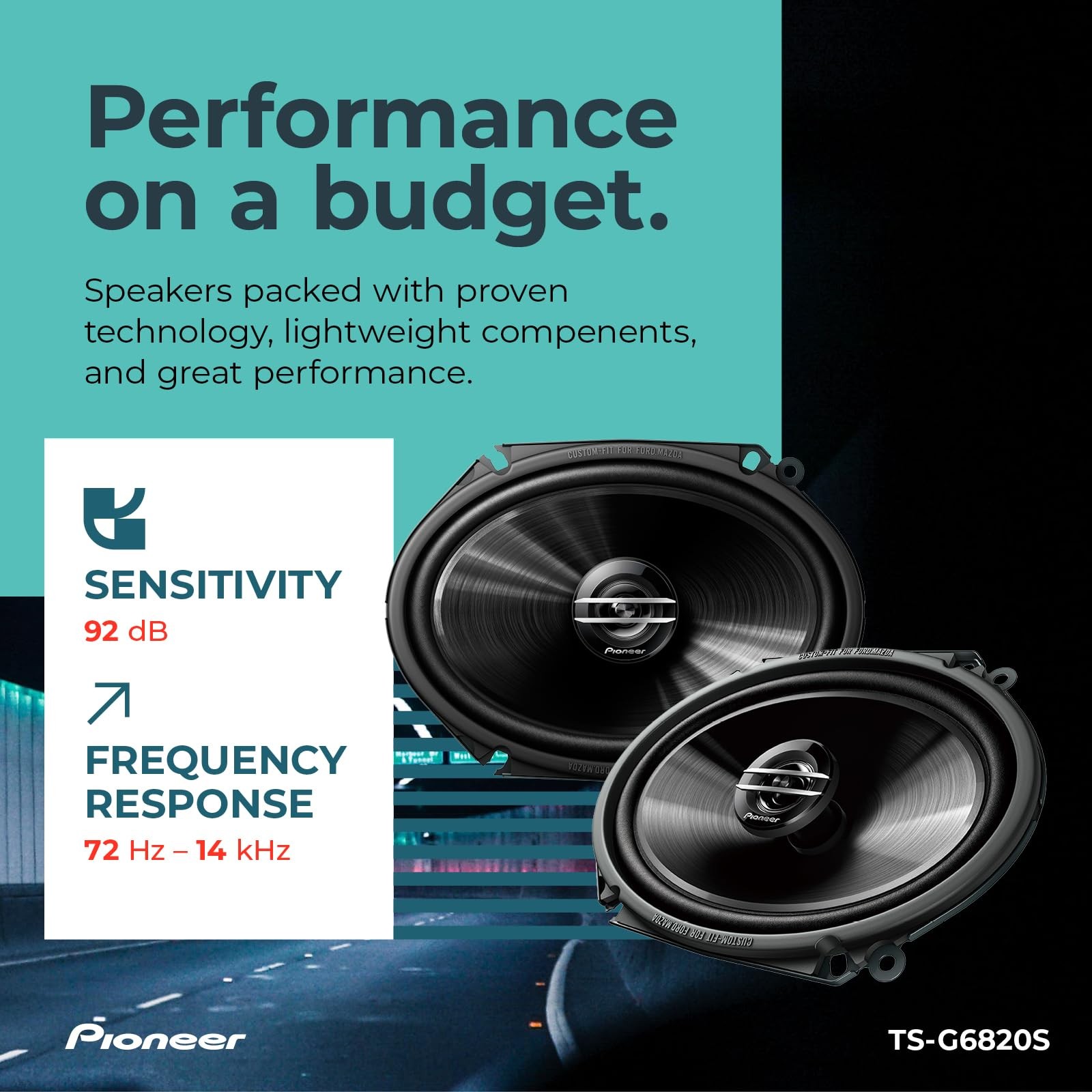 G-Series TS-G6820S 6” x 8” 2-Way Speakers (Pair) – 250W Max, Balanced Sound + Sm