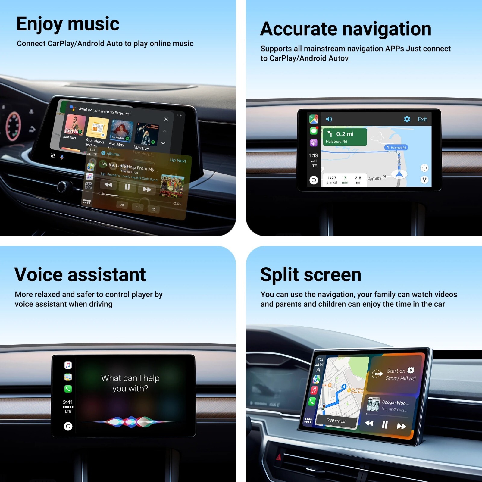 Mini Wireless Carplay / Android Auto Adapter USB Plug & Play, Music & Phone Call
