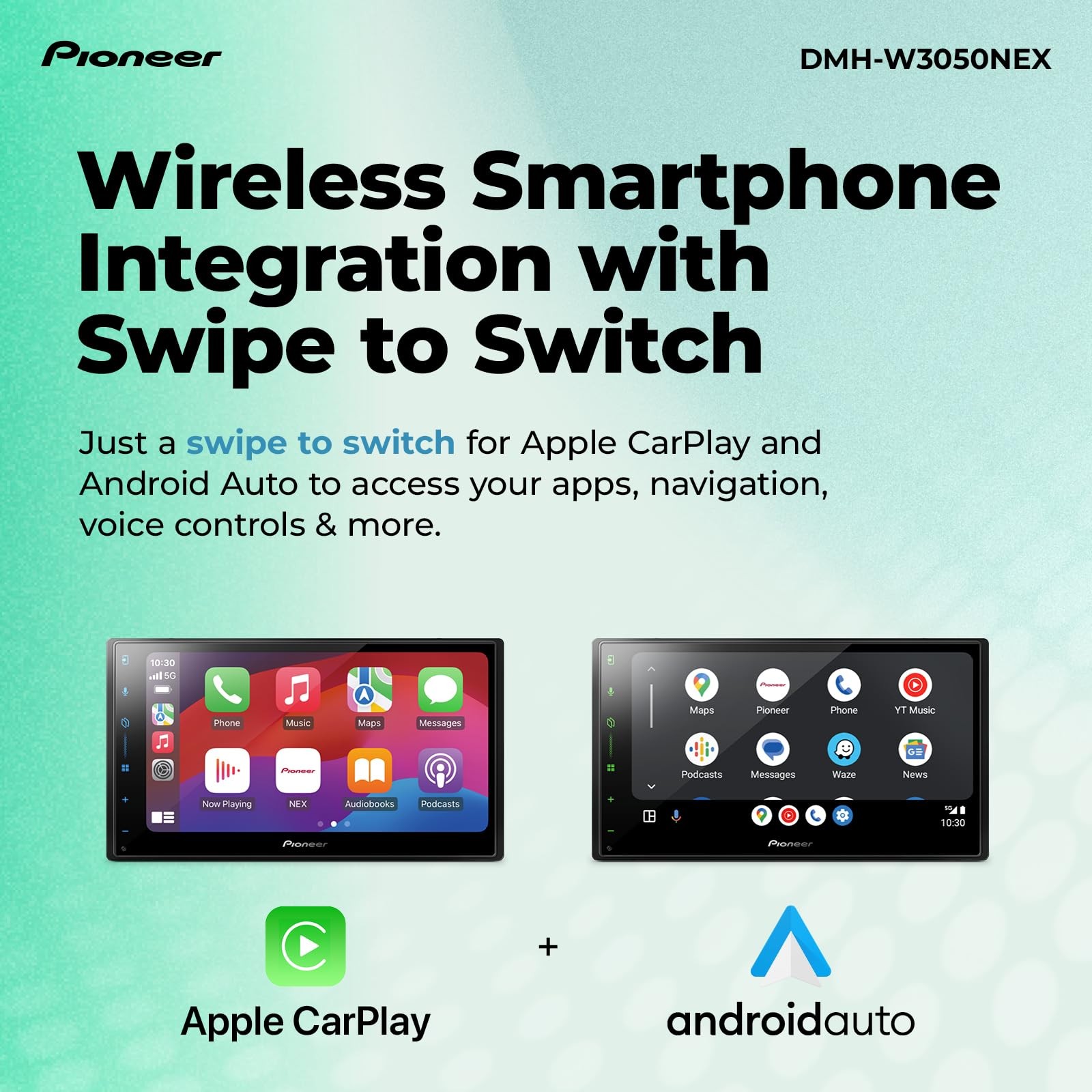 Pioneer DMH-W3050NEX 6.8″ Capacitive Touchscreen, Double 6.8″, 16:9, Black
