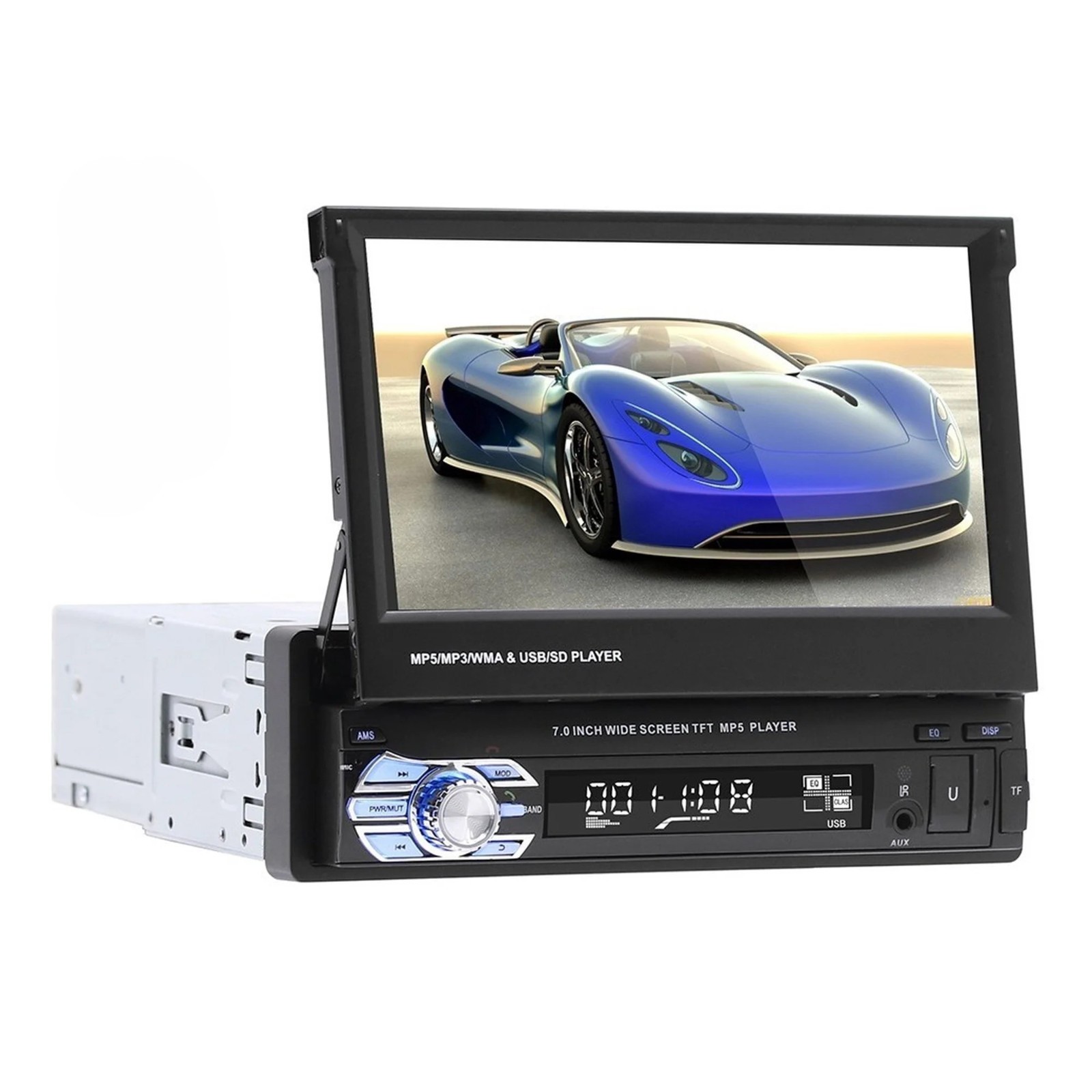 PODOFO 7″ Wide Screen MP5 Player Retractable Screen with Backup Camera #4