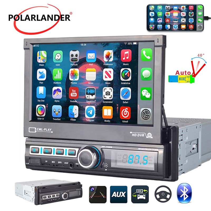 7″ 1 Din Flip out GPS Touchscreen Car Stereo Bluetooth Radio Multimedia Player