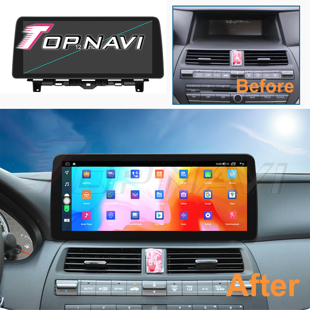 for Honda Crosstour 2008-2013 Accord 8 Androind 10.0 Car GPS Navi 4G BT 12.3Inch