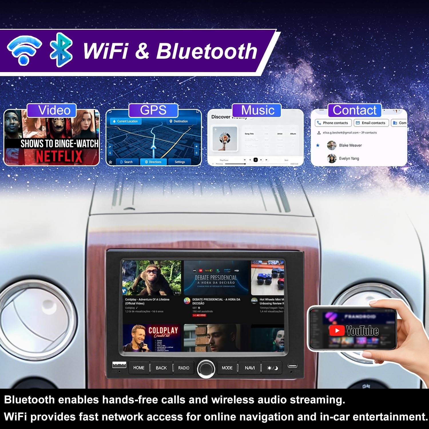 5G WiFi Touchscreen Radio for Ford F150 F250 F350 2004-2016, CarPlay GPS