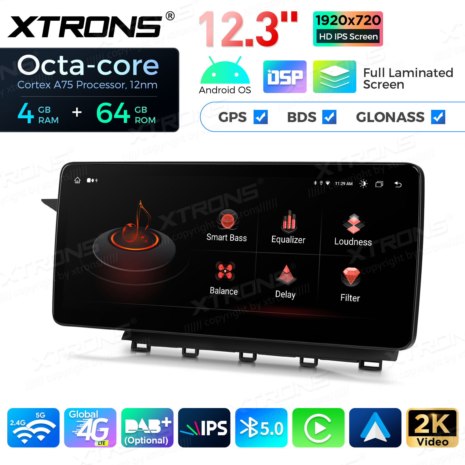 12.3″ 4G Android 14 Octa-Core 64GB CarPlay Car Stereo GPS For Mercedes-Benz X204
