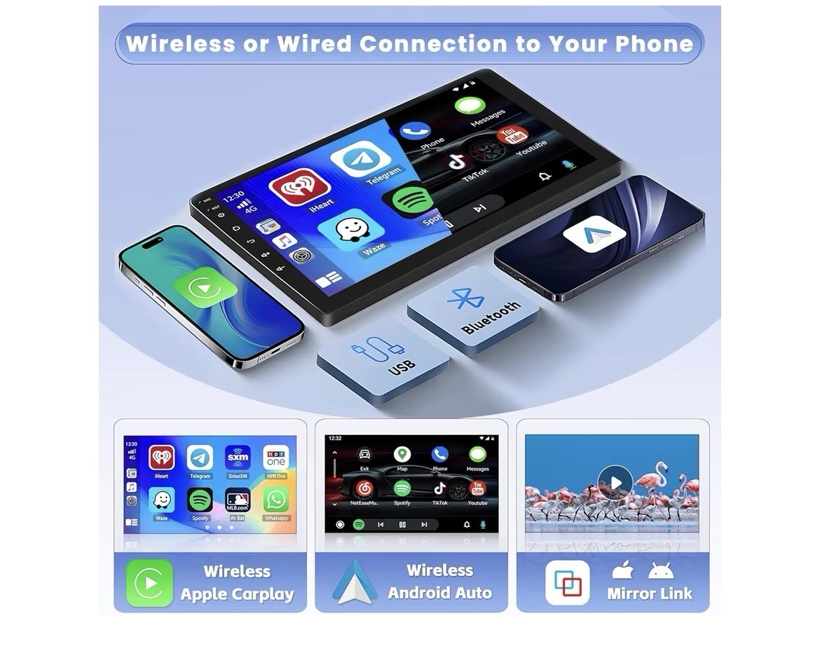 Hikity Y3867 2 DIN Android 13 7in Touchscreen Car MP5 GPS WiFi Bluetooth USB