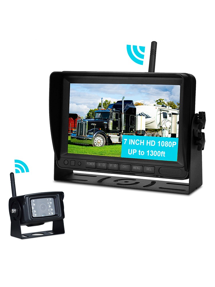 7″ Display Wireless AHD 1080P 1CH Rear View Backup Camera Kit for Truck Trailer