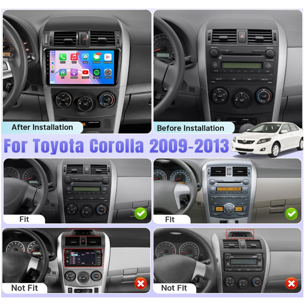 9” Android Car Stereo 2+32G Touchscreen Corolla 2009-2013 Carplay GPS