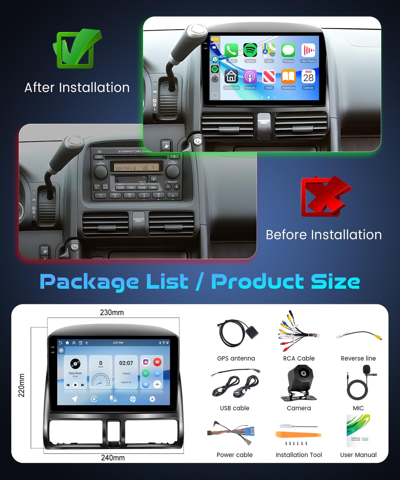 Rimoody 4G64G Android 15 Car Stereo For Honda Crv 2002-2006 Wireless Carplay