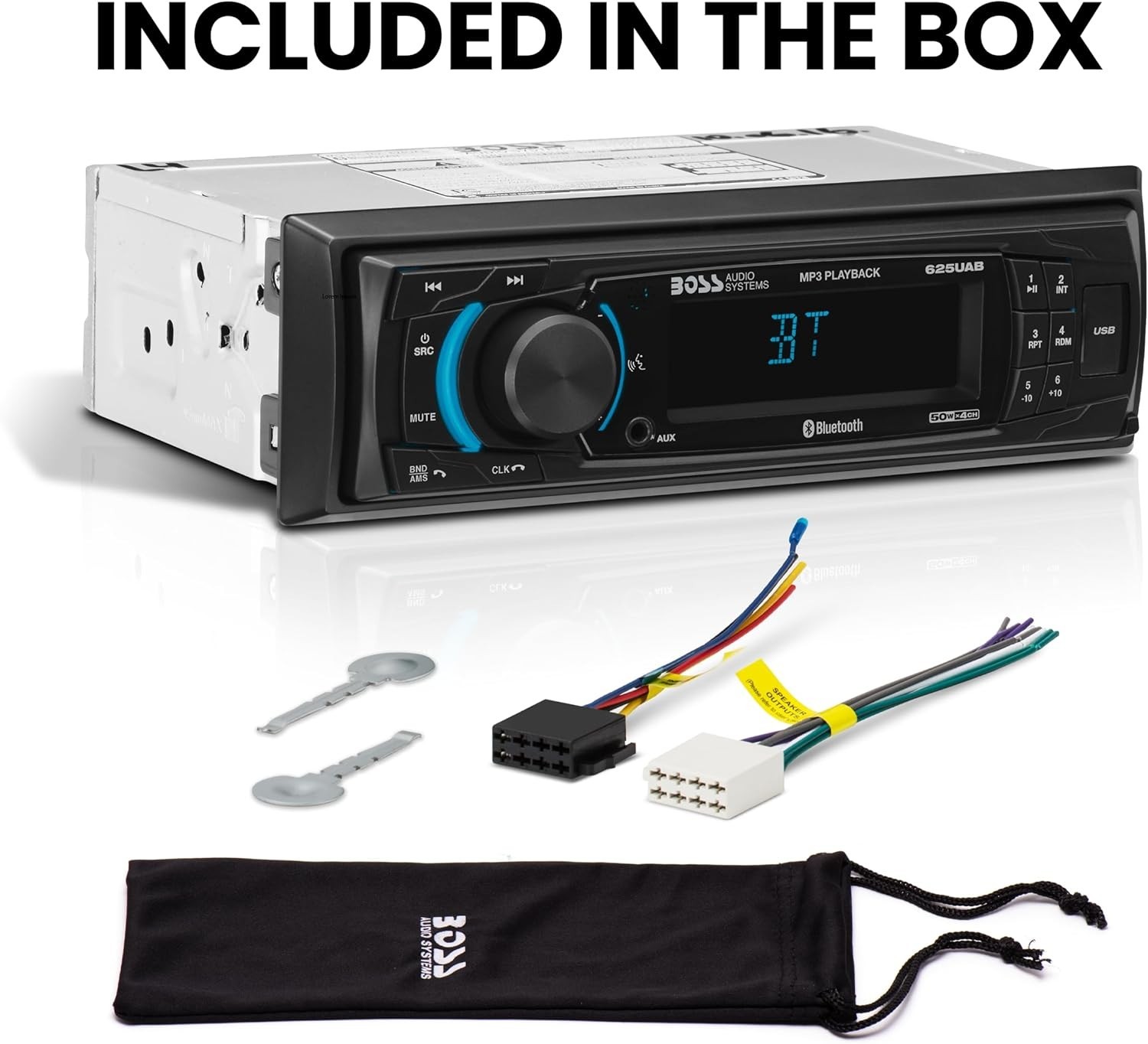 Single DIN Car Stereo Bluetooth AM/FM Radio Aux USB No CD DVD 625UAB Hands-Free