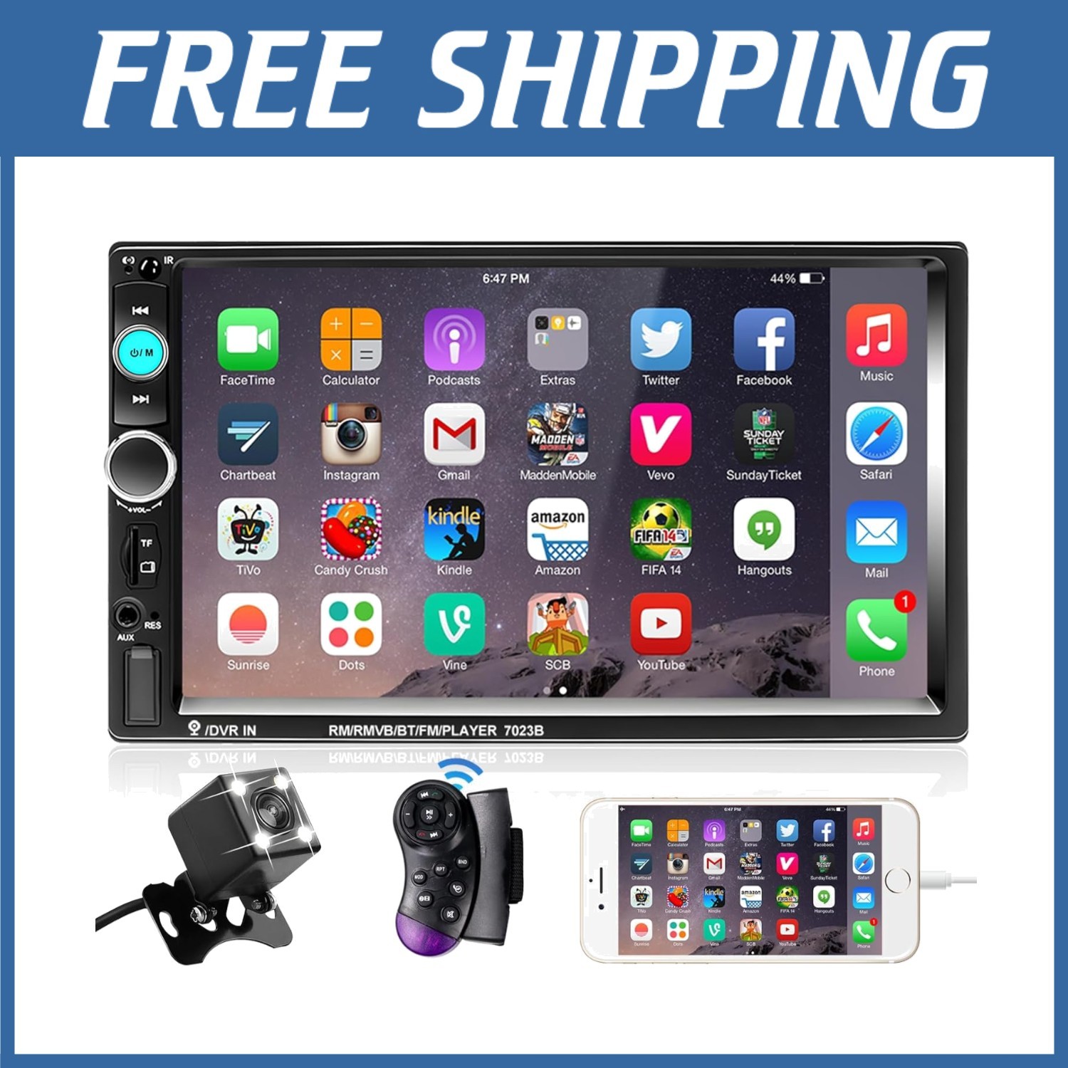 Touchscreen Car Radio Receiver with Steering Wheel Control