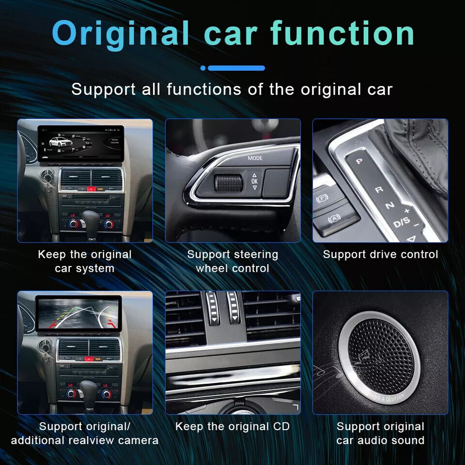 10.25″ For AUDI Q7 2005~2015 Android 13 Car Radio Stereo GPS Navi Carplay 4+64GB