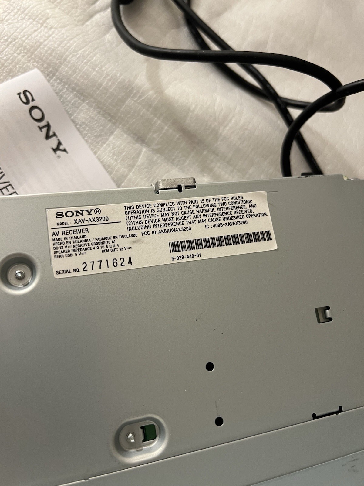 Sony XAV-AX3200 AV Multi Media Receiver FOR PARTS OR REPAIR Radio Cycles On/Off