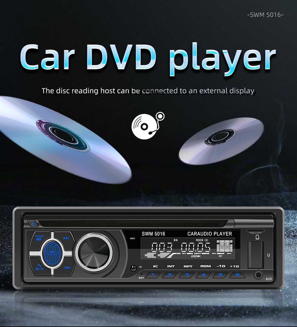 1 Din Car Stereo Radio DVD CD Player In-Dash Head Unit Bluetooth FM/AM TF