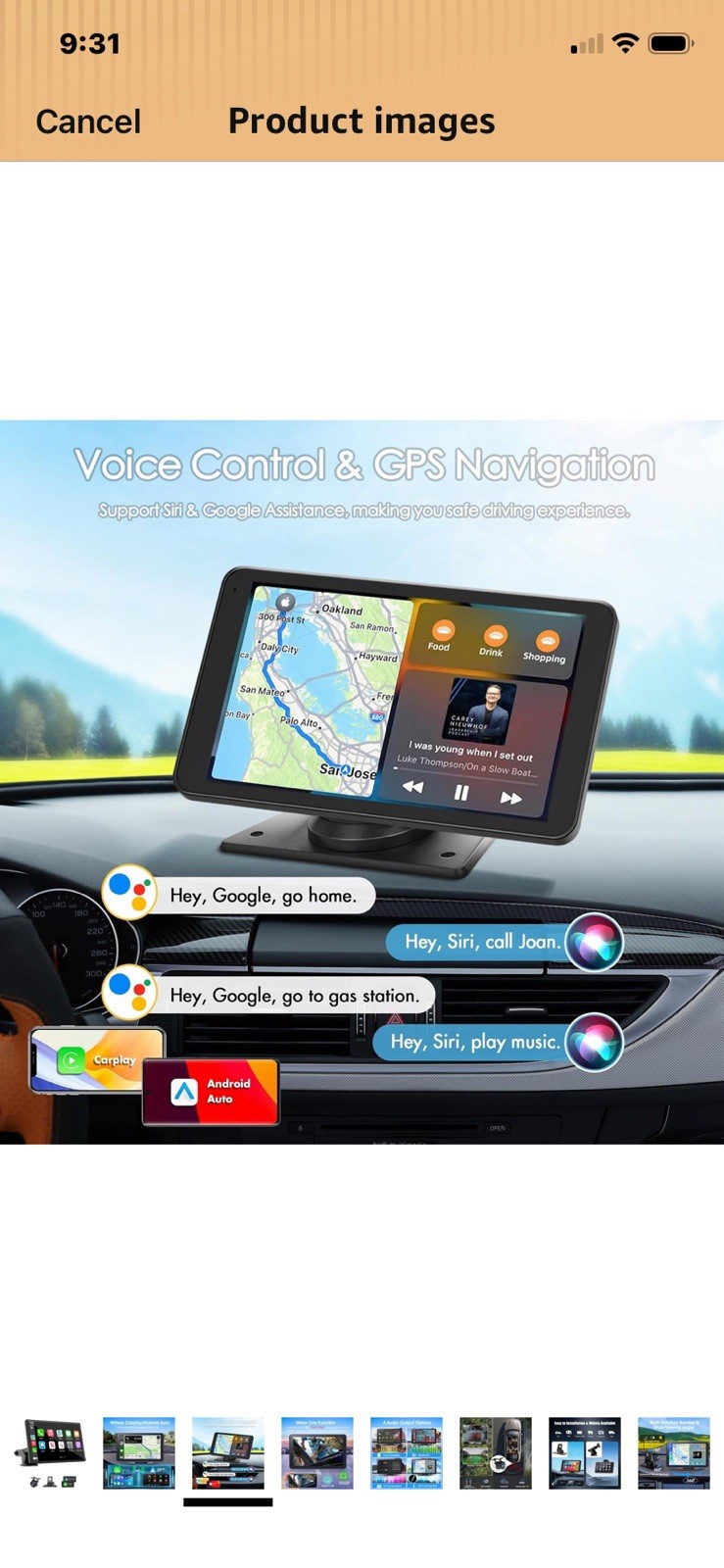 8” Wireless Portable CarPlay & Android Auto Screen with Backup Camera NEW!!!