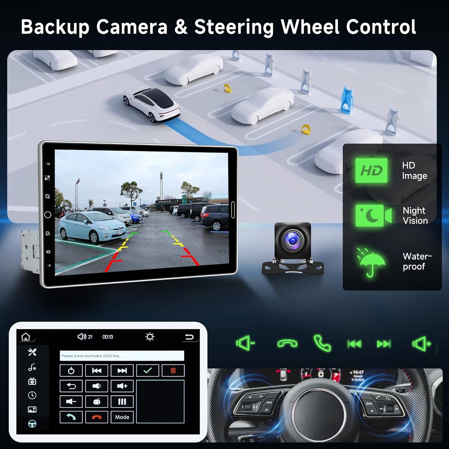 10.1 inch Single Din Car Stereo CarPlay Android Auto Mirror Link, Rimoody…