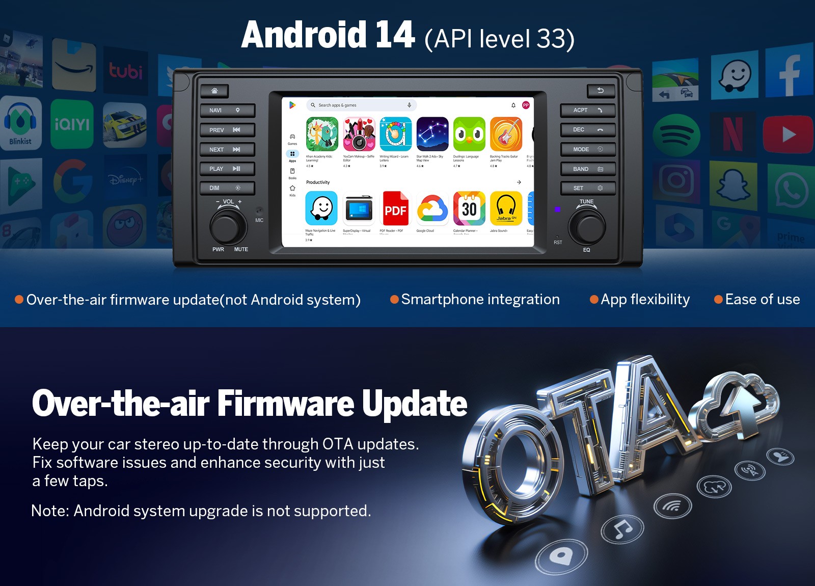 Eonon E39X7A 7″Android 14 4+64 CarPlay Car Radio for BMW E39 528i 530i 1995-2003