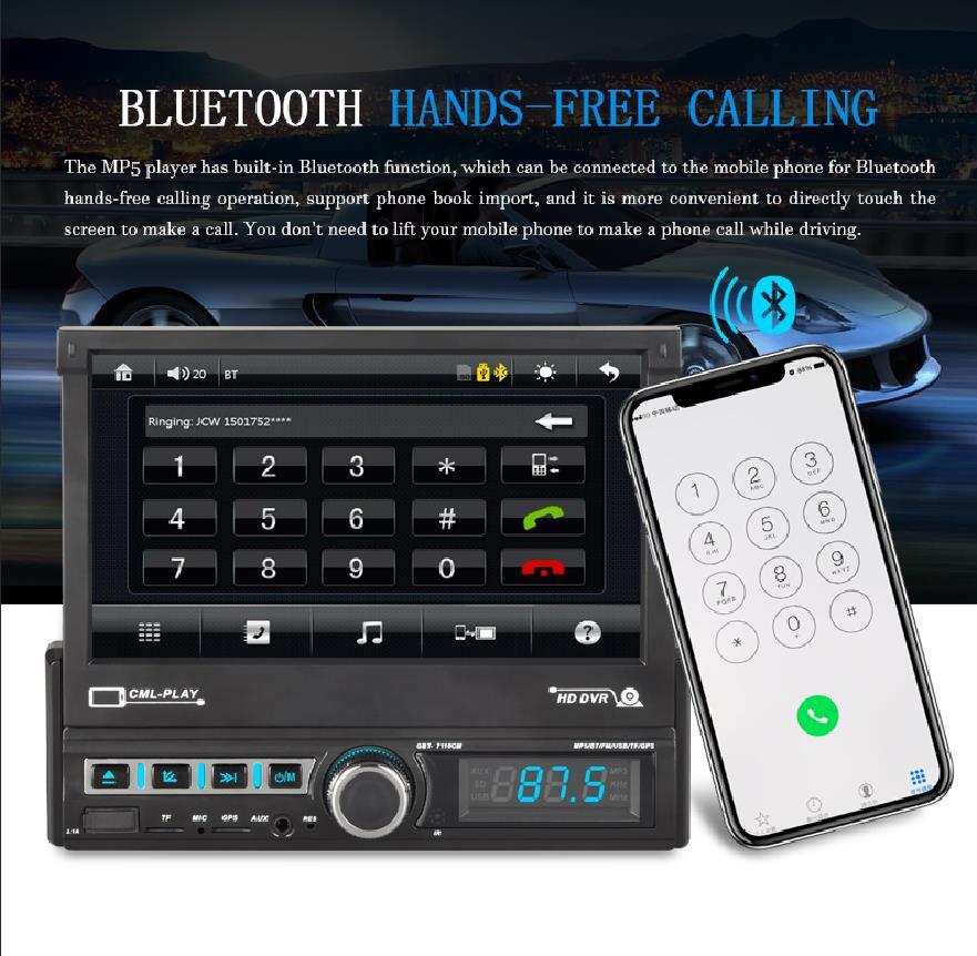 7″ 1 Din Flip out GPS Touchscreen Car Stereo Bluetooth Radio Multimedia Player