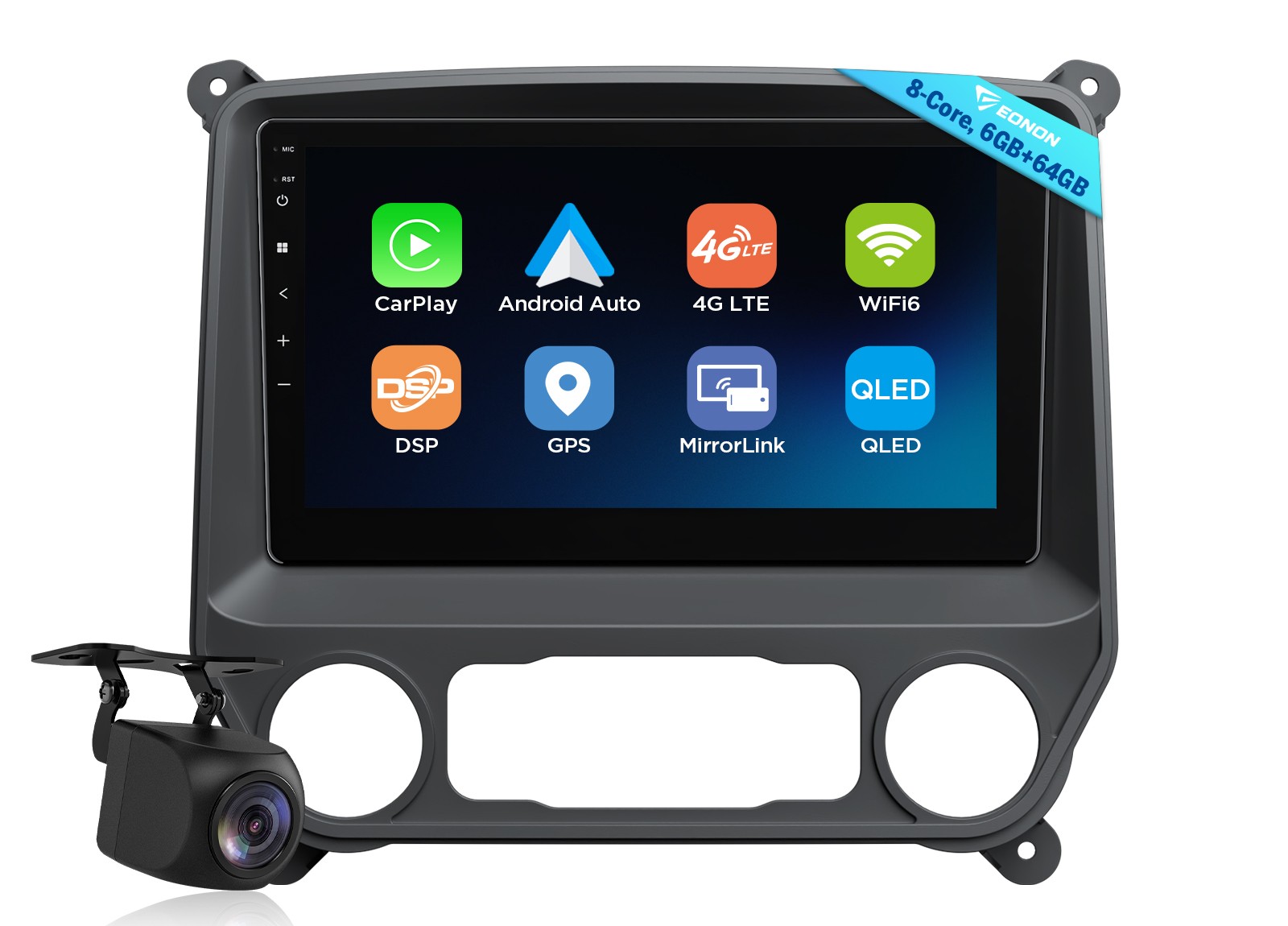 Eonon GMSX6S2 Android 10.1″ QLED 6+64 for Sierra 2014-2018 Car Radio CarPlay SWC