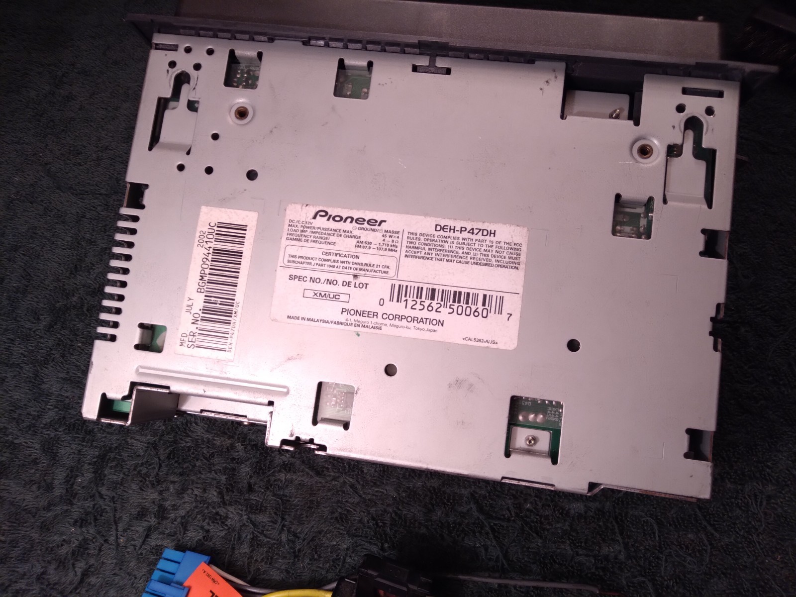 Pioneer DEH-P47DH, din 1.5 GM/Chrysler Fit CD Receiver, CD Changer Controller
