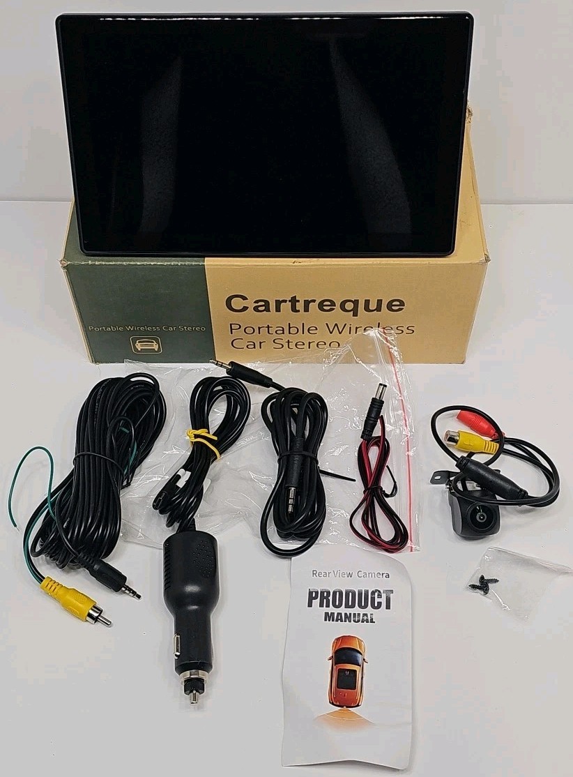 Cartreque Portable Wireless Car Stereo 9″ Touchscreen W/Rear View Camera
