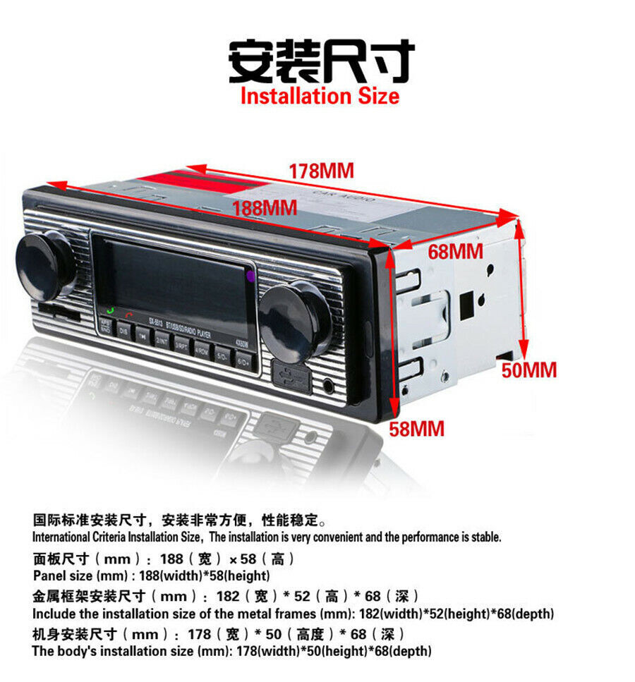 Car Stereo Dual knob Built-in Bluetooth+microphone USB/SD/FM Radio Player&Remote