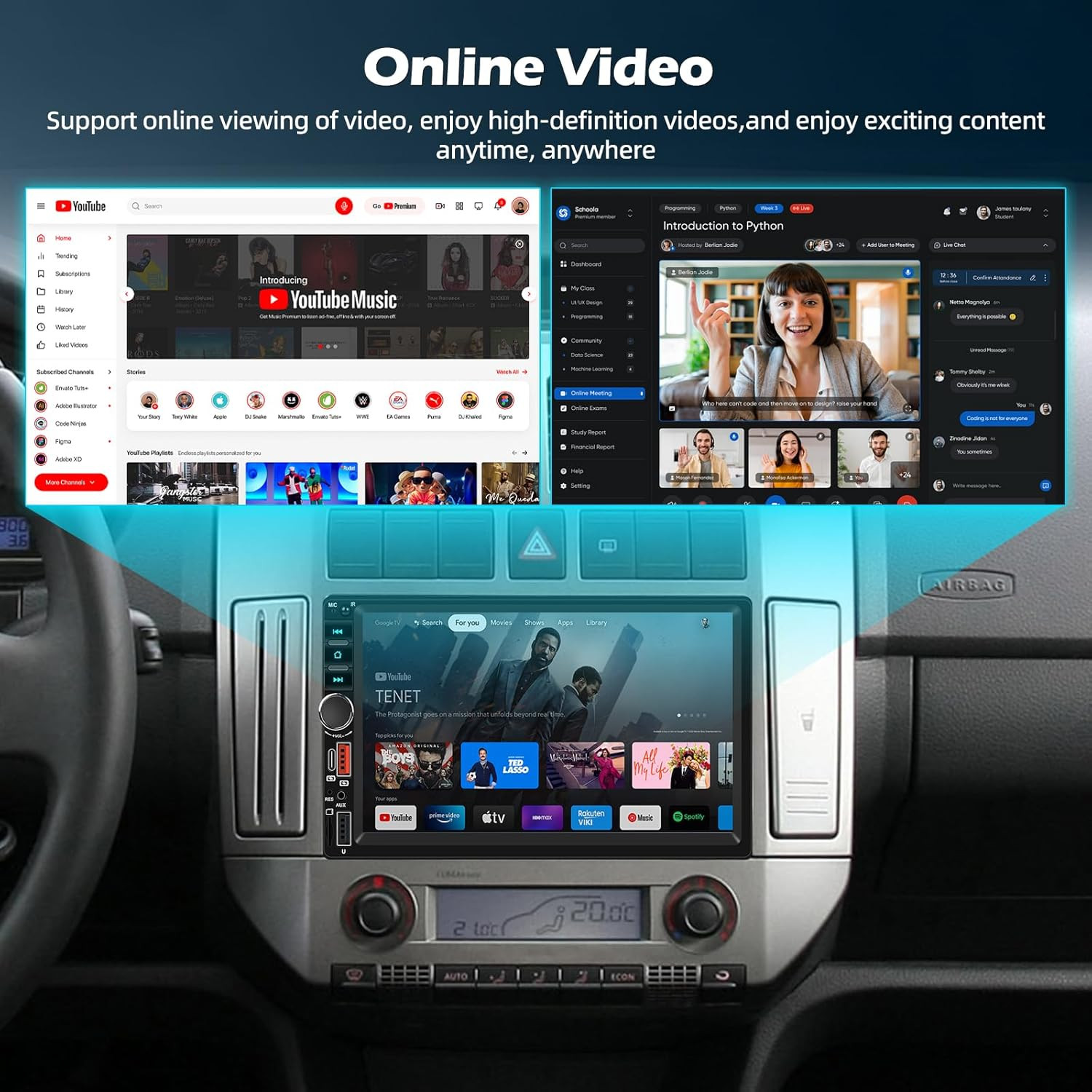 Double Din Car Radio with Wireless Carplay & Android Auto, 7 Inch 2 Din Touch Sc