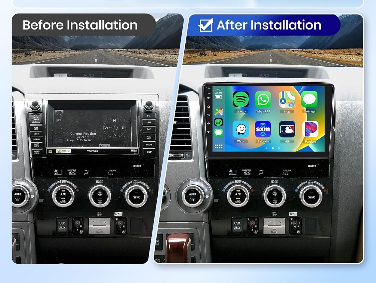 Wireless Carplay Android Auto 10.1”Touch Screen Bluetooth Car Audio GPS WiFi+AHD