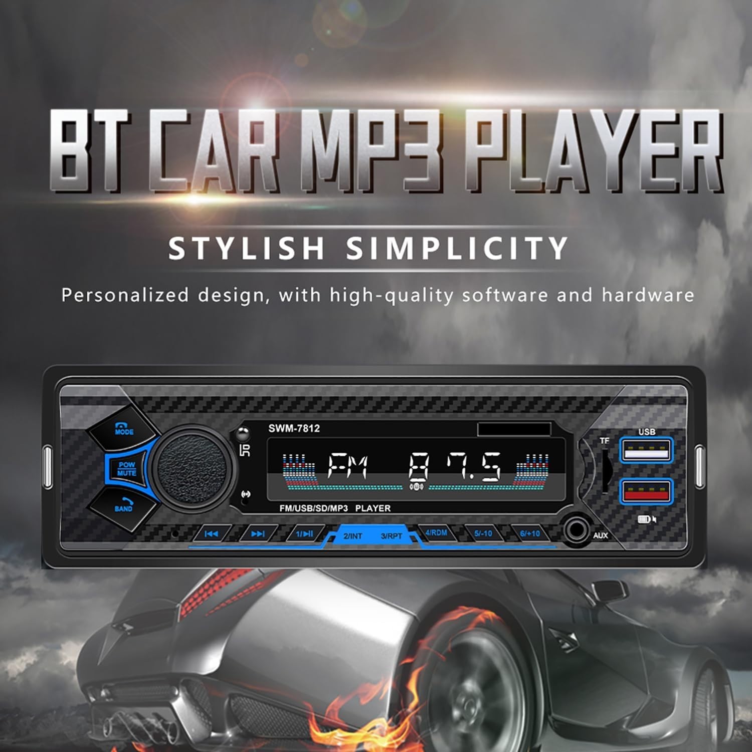 7 Inch Bluetooth Single Din Car Radio, Universal Car Radio with SWC, Subwoofer