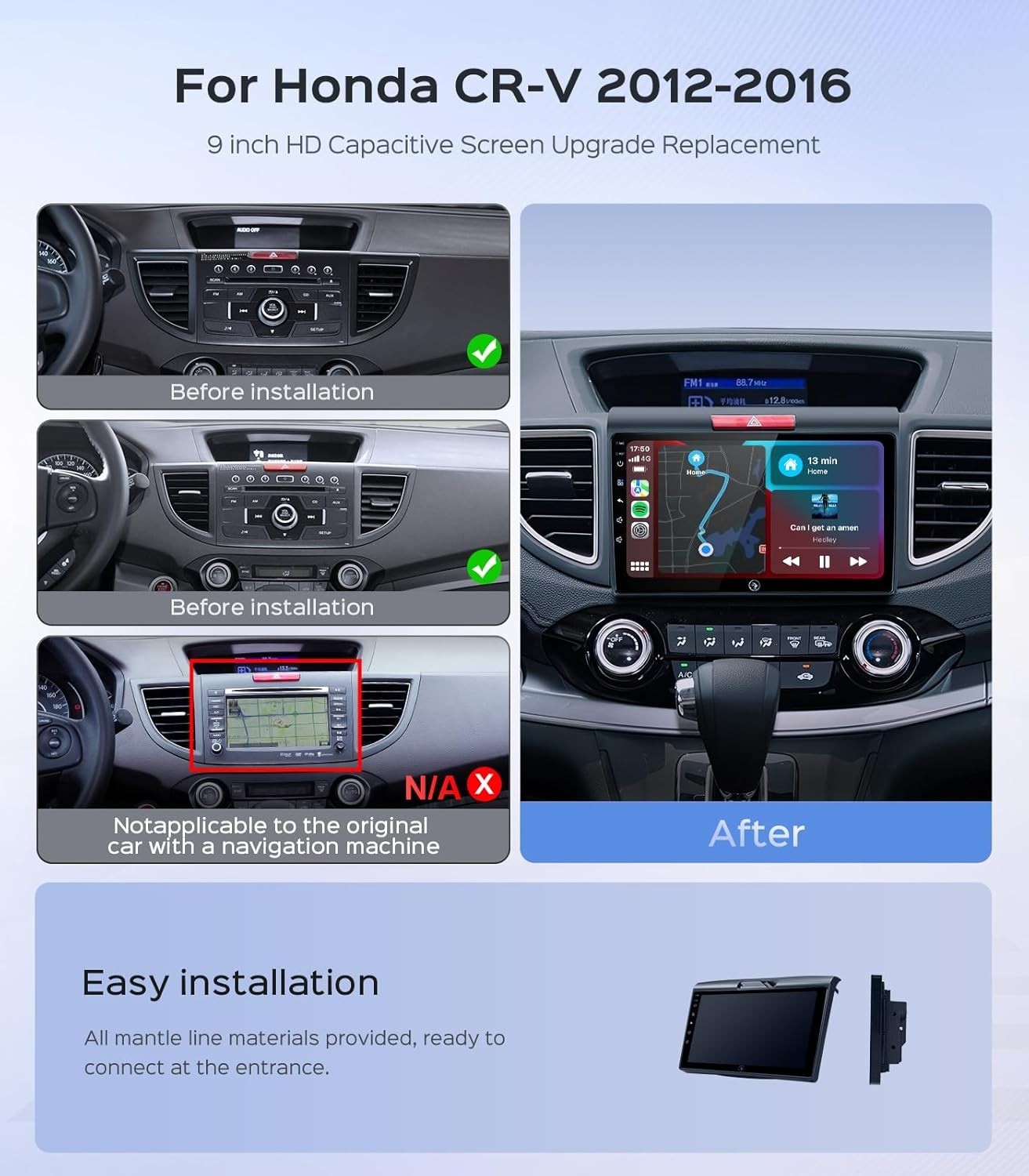 2023-2016 Honda CR-V Car Radio w/ 9″ Touchscreen, CarPlay/Android Auto, GPS