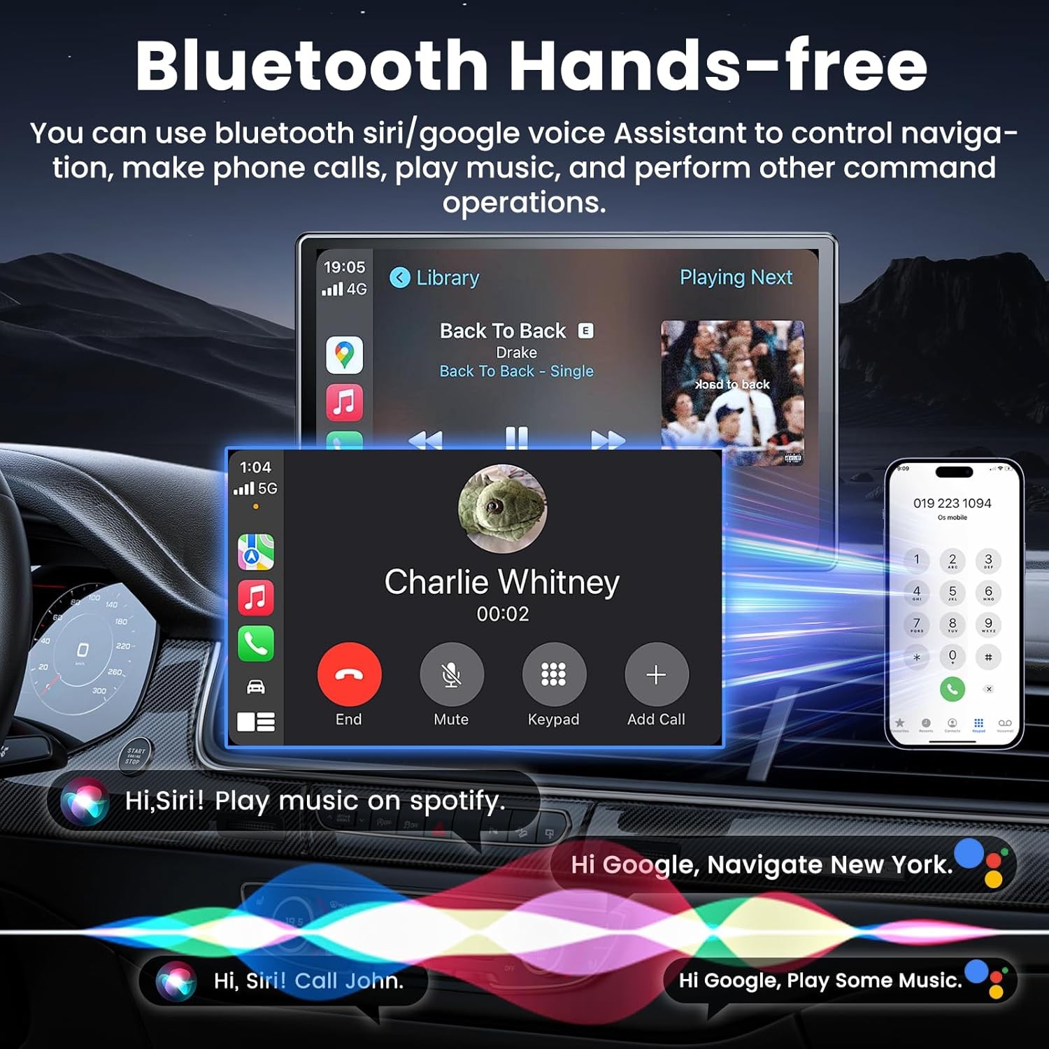 9” Portable Apple CarPlay IPS Touch Screen Car Tablet Android Auto Radio