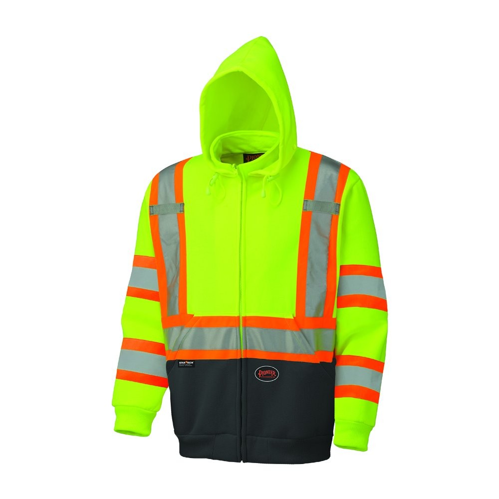 V1060460U Hi-Vis Polyester Fleece Hoodie – Yellow/Green (2XL)