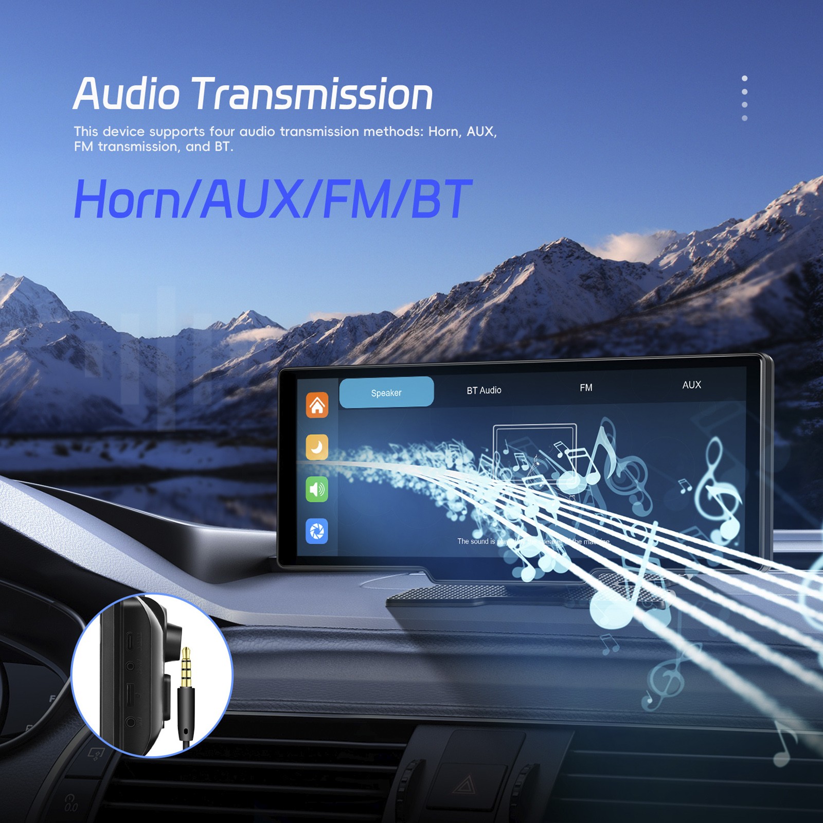 10.26″ Portable Bluetooth Car Navigation Wireless Carplay Car Radio AHD Camera