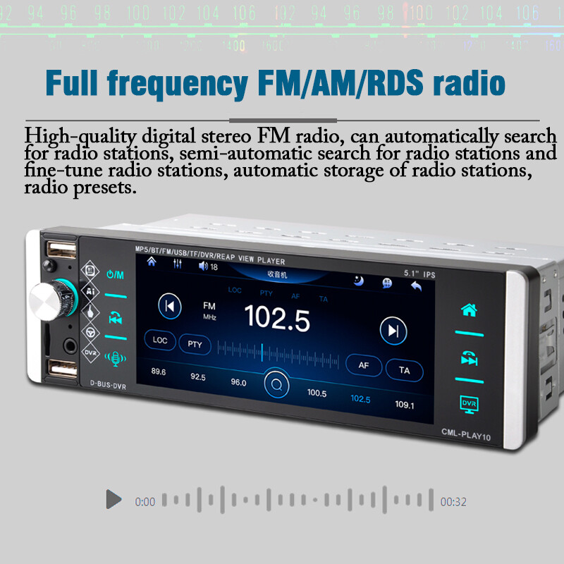 5.1″ Single 1 Din Smart Voice Touch Screen Bluetooth Car Stereo Radio FM/AM/RDS