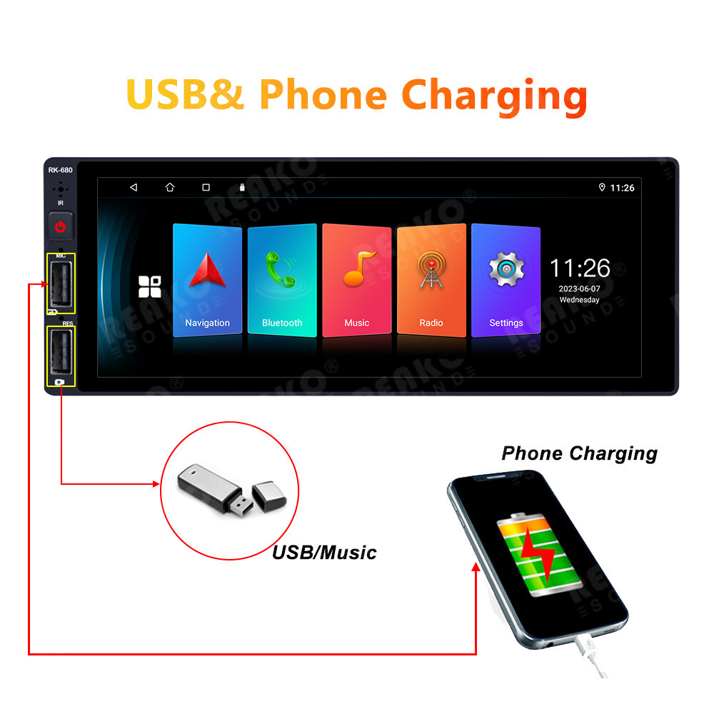 Android 12 Single 1 Din 6.9″ Bluetooth GPS WIFI Touch Screen Car Stereo FM Radio
