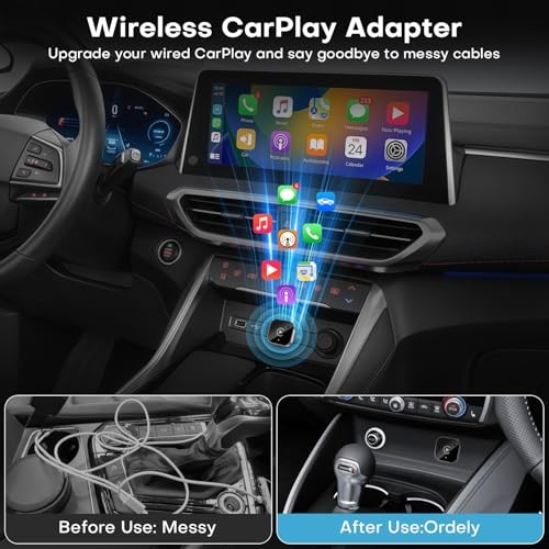 2-in-1 Wireless CarPlay & Android Auto Adapter, Plug & Play CarPlay Dongle