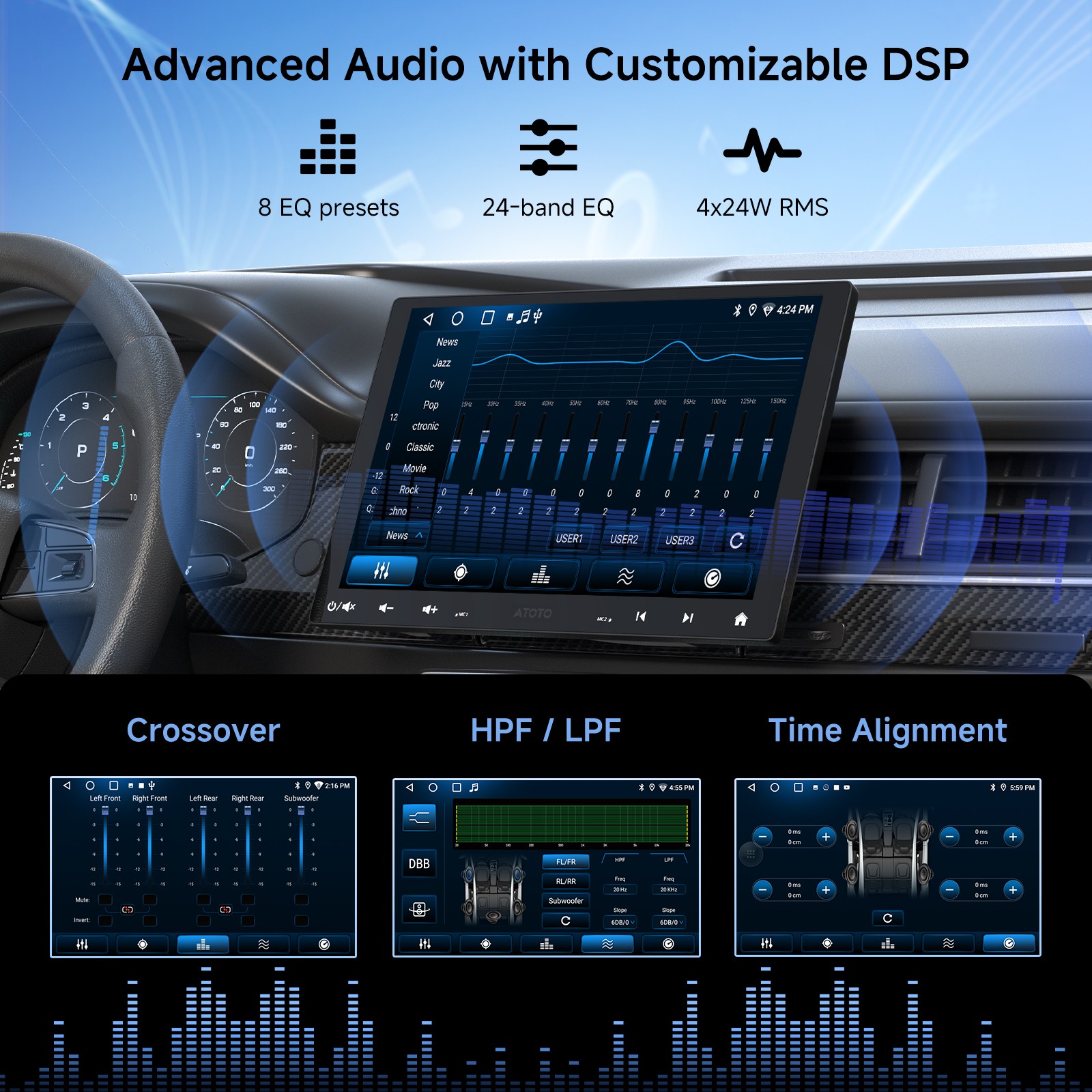ATOTO Single 1DIN 10″ Car Stereo Radio GPS Carplay Android Auto Floating Screen