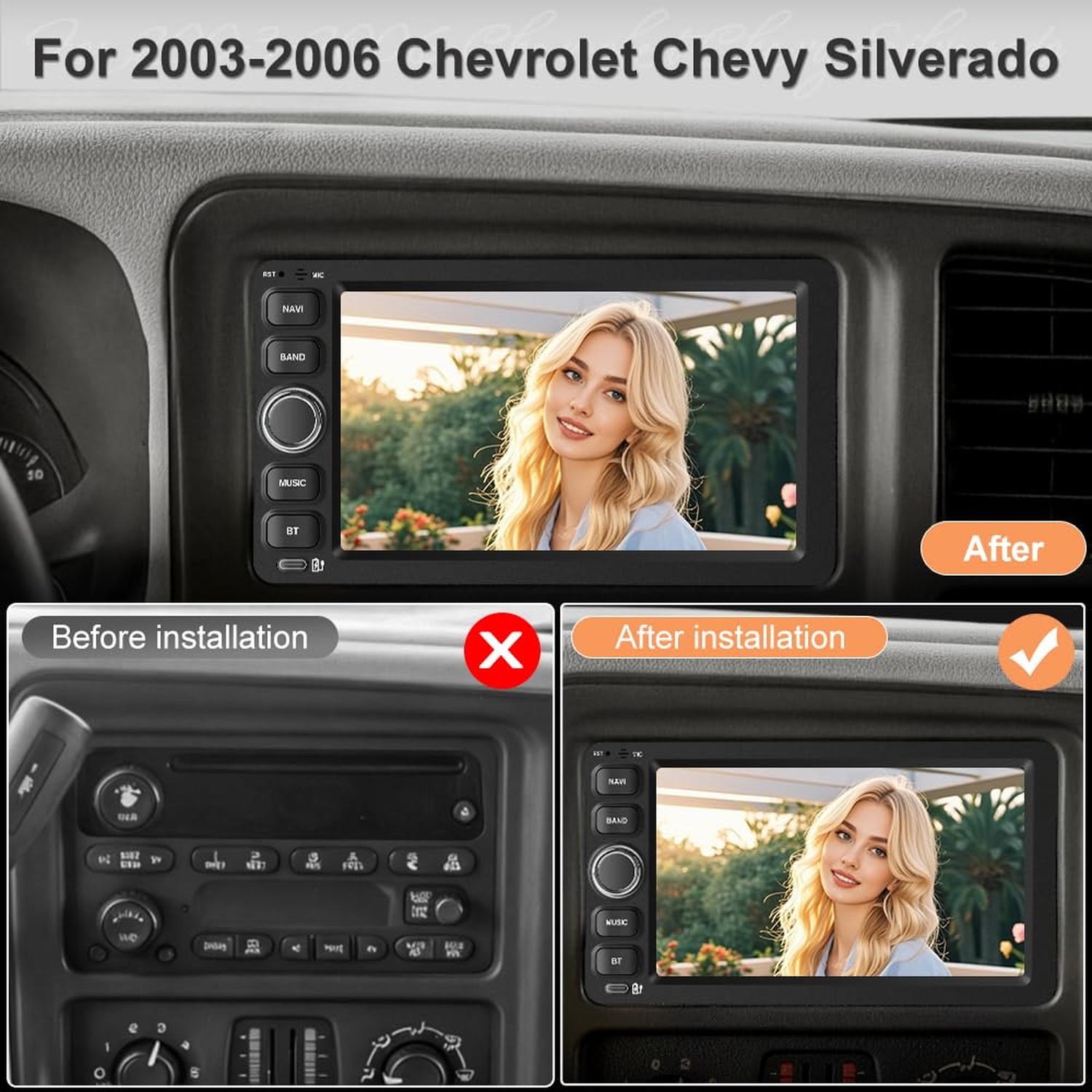 [2G+64G] Vratzn Android 13 Car Radio Stereo for 2003-2006 Chevrolet Chevy Sil…