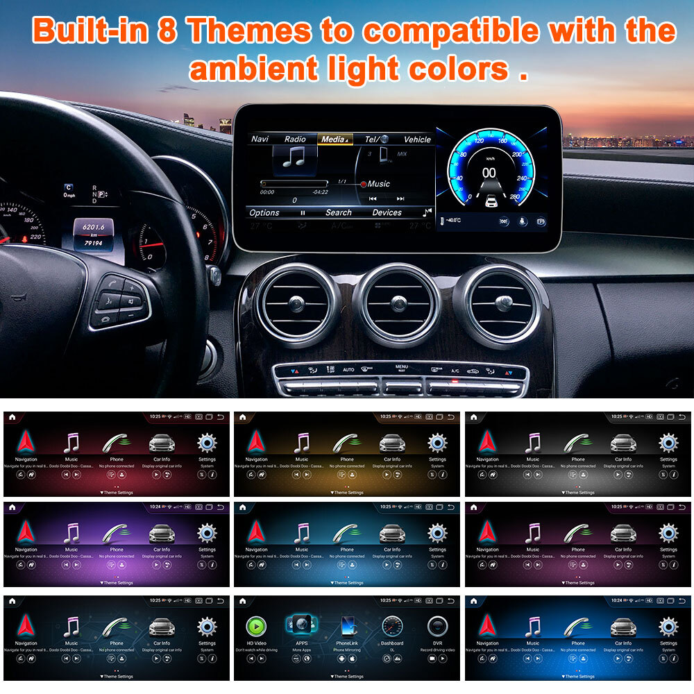 Car Multimedia Wireless Android AUTO CarPlay For Mercedes Benz GLK X204 2009- BT