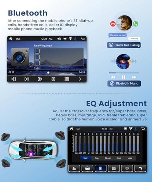 2 DIN Car Stereo – Wireless Carplay & Android Auto – USB-C Head Unit 7″ Touch